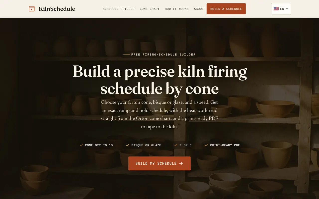 Screenshot of kilnschedule.com