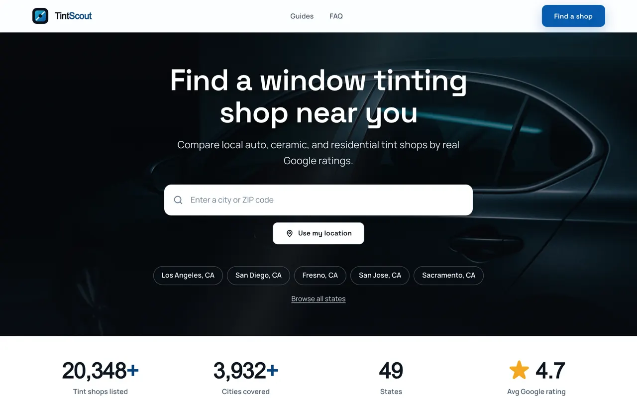 Screenshot of tintscout.com