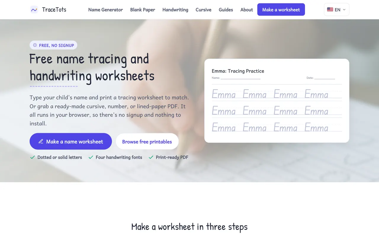 Screenshot of tracetots.com